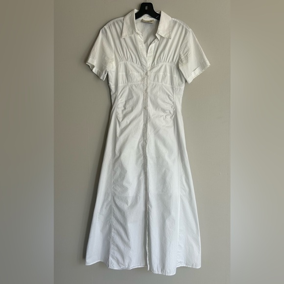 NICHOLAS Tenley Shirt Dress White Corset Cotton Poplin Midi Quiet Luxury Size 6 - Picture 3 of 15